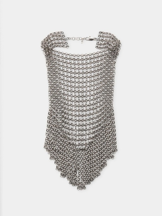 Zara Jewelry - Zara Silver Chainmail Fringe Statement Necklace - Women Jewelry